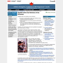 Égalité entre les femmes et les hommes - Agence canadienne de développement international (ACDI)
