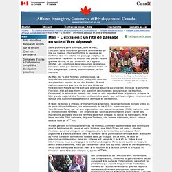 Mali - L'excision : un rite de passage en voie d'être dépassé - Affaires étrangères, Commerce et Développement Canada (MAECD)