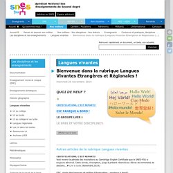 Bienvenue dans la rubrique Langues Vivantes Etrangères et Régionales