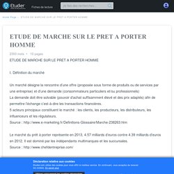 ETUDE DE MARCHE SUR LE PRET A PORTER HOMME - Compte Rendu - 2300 Mots