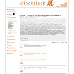 Editions Klincksieck : Études de linguistique appliquée