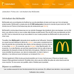 Fiche Emploi Job étudiant chez McDonalds