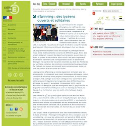 eTwinning : des lycéens ouverts et solidaires - Retrouvez l’actualité - février 2012