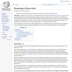 Etymology of ham radio