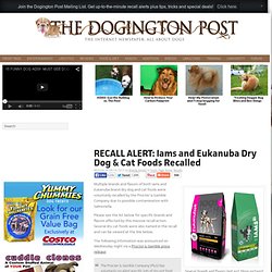 RECALL ALERT: Iams and Eukanuba Dry Dog & Cat Foods Recalled