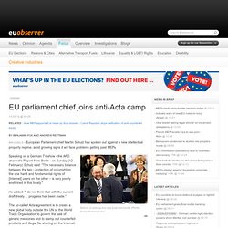 EU parliament chief joins anti-Acta camp