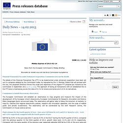EUROPE 14/02/13 Processed Animal Proteins to be re-authorised in feed for fish