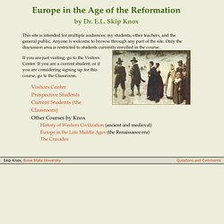 Europe in the Age of the Reformation