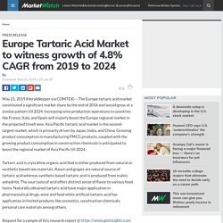 Europe Tartaric Acid Market to witness growth of 4.8% CAGR from 2019 to 2024