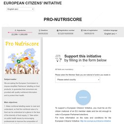 Nutriscore - INITIATIVE CITOYENNE EUROPÉENNE