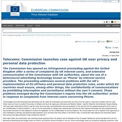Telecoms: Commission launches case against UK over privacy and personal data protection