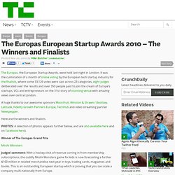 The Europas European Startup Awards 2010 – The Winners and Finalists