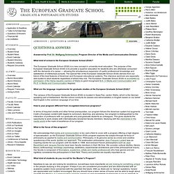European Graduate School - Questions & Answers