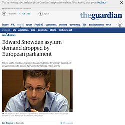 Edward Snowden asylum demand dropped by European parliament