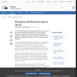 European Parliament rejects ACTA