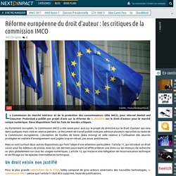 Réforme européenne du droit d’auteur : les critiques de la commission IMCO