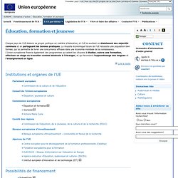 UE : Éducation, formation et jeunesse