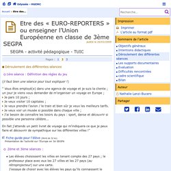 Etre des « EURO-REPORTERS » ou enseigner l’Union Européenne en classe de 3ème SEGPA - Page 2/3 - Odyssée : Histoire Géographie Éducation civique