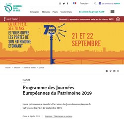 Programme des Journées Européennes du Patrimoine 2019