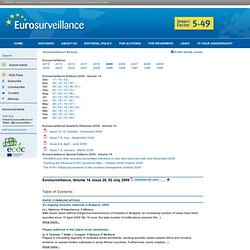 Eurosurveillance, Volume 14, Issue 26, 02 July 2009