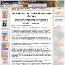 Eutectic Salt for Solar Home Heat Storage