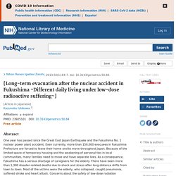 [Long-term evacuation after the nuclear accident in Fukushima ~Different daily living under low-dose radioactive suffering~]