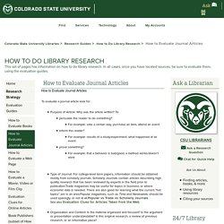 How to Evaluate Journal Articles - How to Do Library Research - Research Guides at Colorado State University Fort Collins