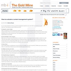How to evaluate a content management system? - The Gold Mine