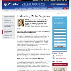 Wharton MBA for Executives ProgramEvaluating EMBA Programs