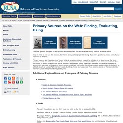 Using Primary Sources on the Web