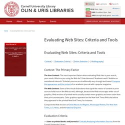 Evaluating Web Sites: Criteria and Tools