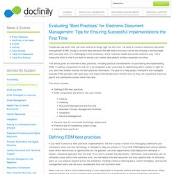 Evaluating Best Practices for Electronic Document Management