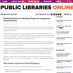 PLA - Evaluating Summer Reading Programs: Suggested Improvements