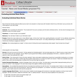Evaluating Individual News Stories - Tutorial - News and Social Media (proposed FS) - LibGuides at SUNY Potsdam