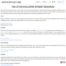 Ten C's for Evaluating Internet Resources