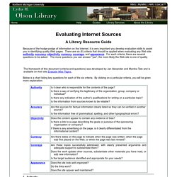 Evaluating Internet Sources : Olson Library