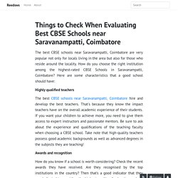 Things to Check When Evaluating Best CBSE Schools near Saravanampatti, Coimbatore - Reedsws