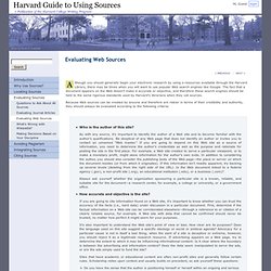 Evaluating Web Sources § Harvard Guide to Using Sources