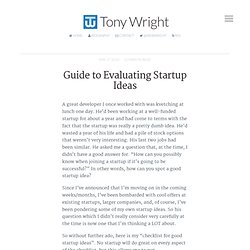 Guide to Evaluating Startup Ideas - Tony Wright's Startup Front-End -