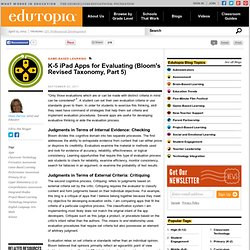 K-5 iPad Apps for Evaluating Evaluation: Part Five of Bloom's Revised Taxonomy