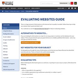 Evaluating websites guide – University of Reading