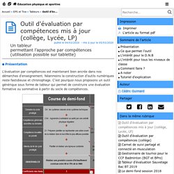 Outil d'évaluation par compétences mis à jour (collège, Lycée, LP) - Éducation physique et sportive