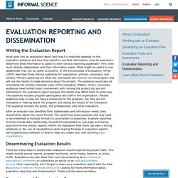 Evaluation Reporting and Dissemination