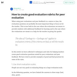 How to create good evaluation rubrics for peer evaluation — Education and Teaching