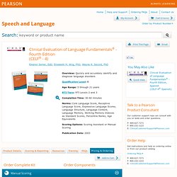 Product - Clinical Evaluation of Language Fundamentals® - Fourth Edition (CELF® - 4)