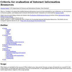 Criteria for evaluation of Internet Information Resources