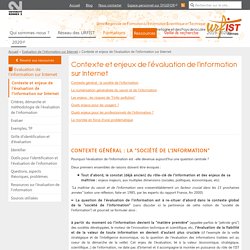 Contexte et enjeux de l'évaluation de l'information sur Internet