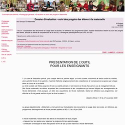 Dossier d'évaluation - suivi des progrès des élèves à la maternelle - maternelle, évaluation, suivi, compétence, livret