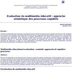 Evaluation du multimédia éducatif : approche sémiotique des processus cognitifs