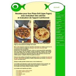 Recettes pour four pizza-grill de type Fagor avec évaluation des calories et apport nutritionnel